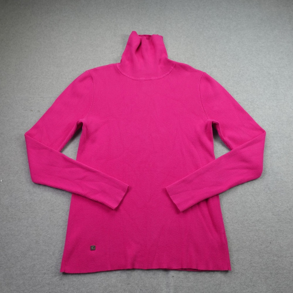 Lauren Ralph Lauren Sweater Womens L Pink Turtleneck Ribbed Knit Pullover